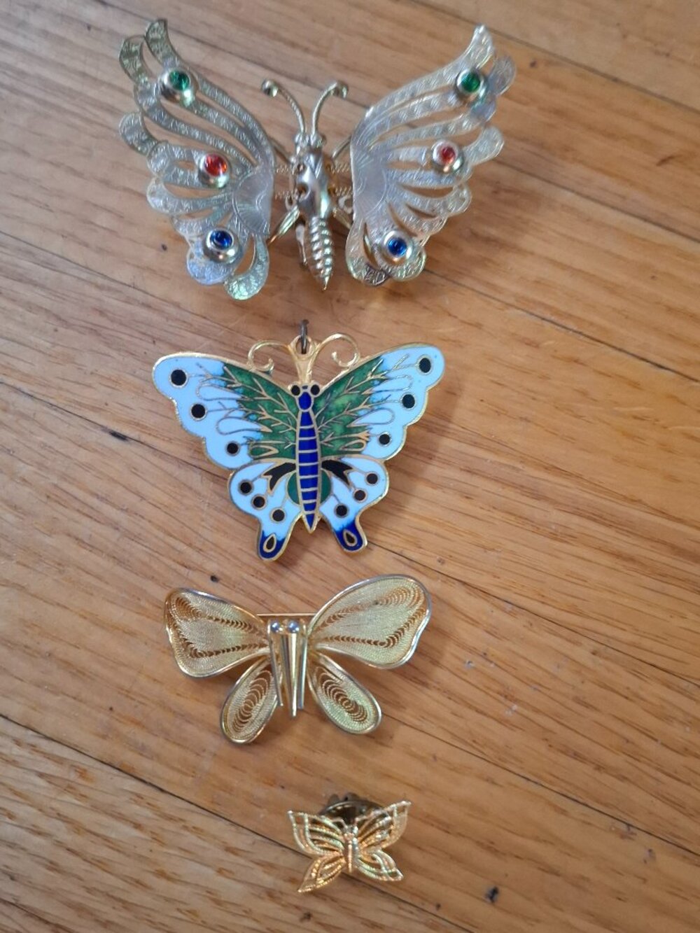 4 Vintage Butterfly Pins Brooches
